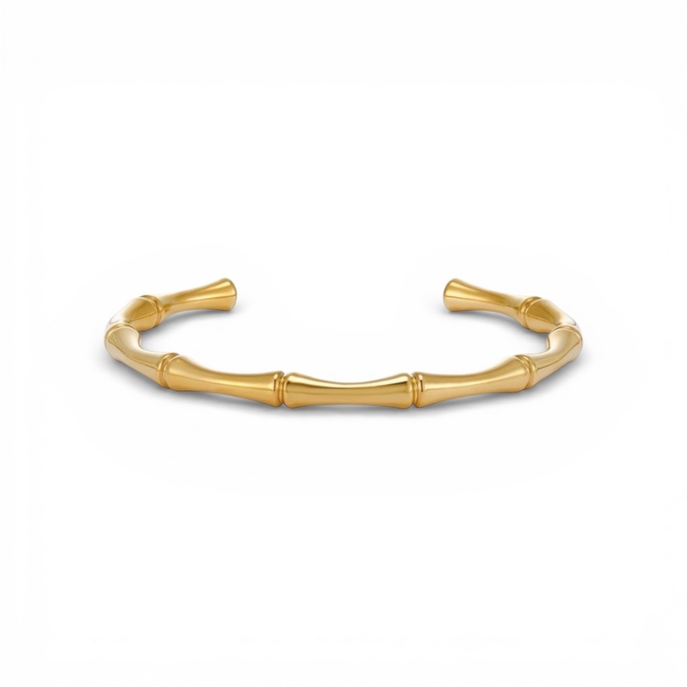 NWT Adornia 18K Plated Stainless Steel Tarnish-Resistant Bamboo Cuff Bracelet